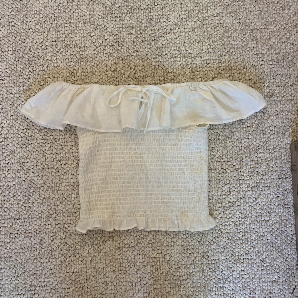 White tie off the shoulder top